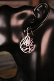 Sterling Silver Flower Earrings Round Sunflower Silhouette Danglers on Hooks Sunflower