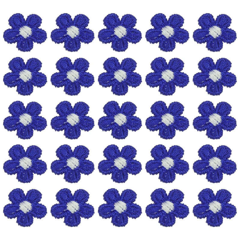 50 Pcs Mini Daisies Flower Sew on Patches, Flower Appliques Patches, Dark Blue Daisies