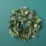 Artificial Topiary Wreath Door Hanging Garland Flower Leaf Fake Eucalyptus Decor Green Plant