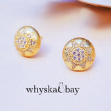 Sunny Blossom: Sunflower Crystal Stud Earrings Sunflower