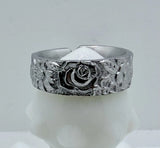 Vintage Japan Spoon Ring  Stainless Steel  Size 8 Floral Daisies Roses Sunflower Sunflower