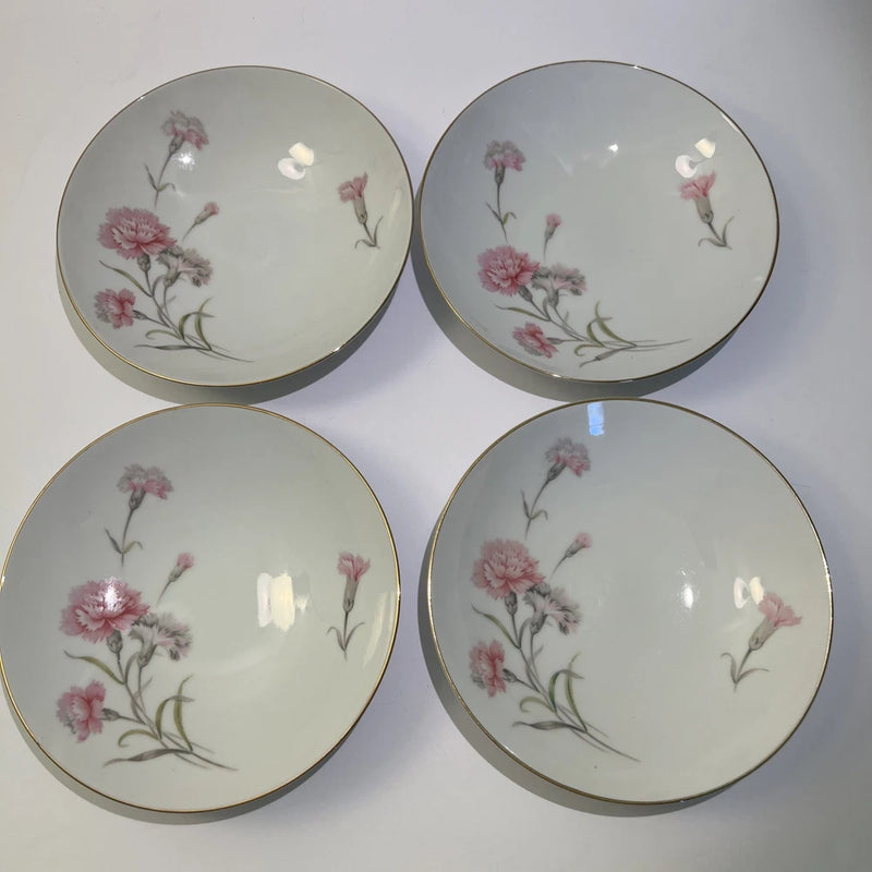 Royal Court Carnation Fine China  Japan Set Of 4 Soup Bowls 7" Beautiful Pink Carnation