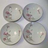 Royal Court Carnation Fine China  Japan Set Of 4 Soup Bowls 7" Beautiful Pink Carnation