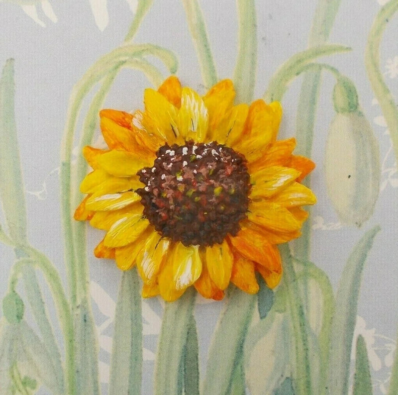 Yellow SUNFLOWER BROOCH Sunflower Pin Summer Yellow Wedding Corsage HAND PAINTED Sunflower