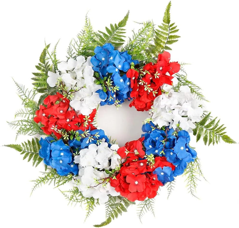 Patriotic Wreath Decorations for Front Door 20 Inch Colorful Hydrangea Wreaths F Hydrangea