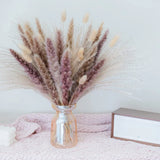 40 Pcs Natural Dried Pampas Grass 15Pc Reed Flowers 15Pc Bunny Tail 10Pc Home Pampas Grass