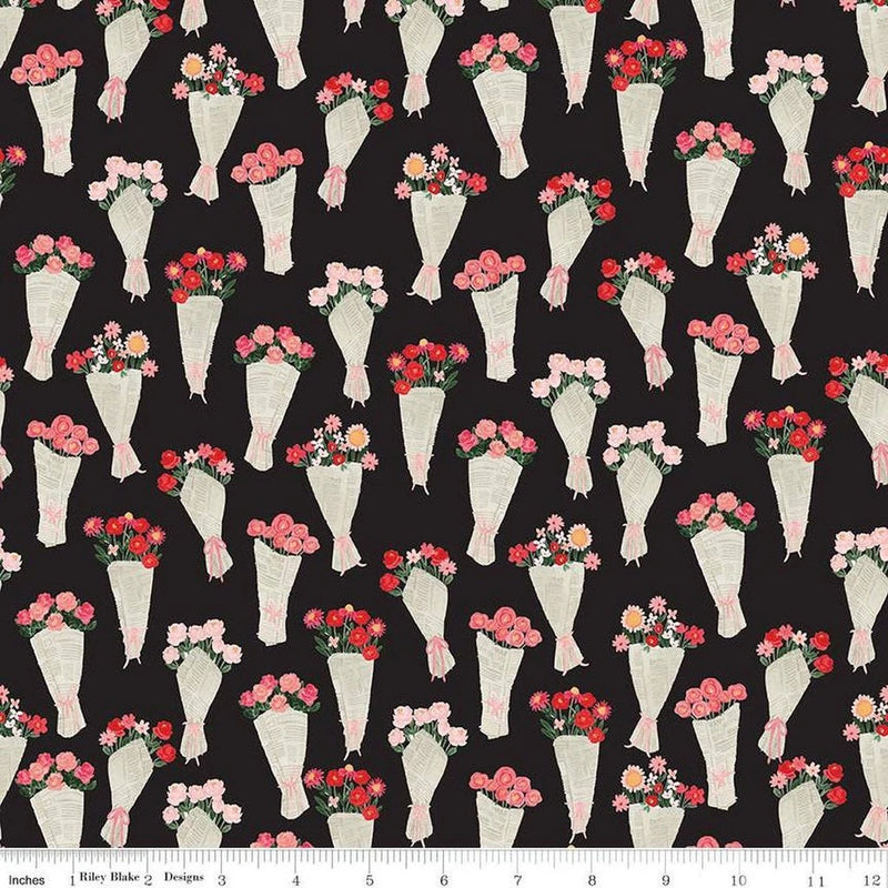 My Valentine Floral Roses Vase  Cotton Fabric Riley Blake By The Yard Roses