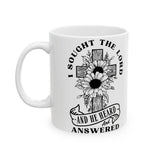 I Sought the Lord Mug Sunflower Cross Christian Cup 11oz Sunflower
