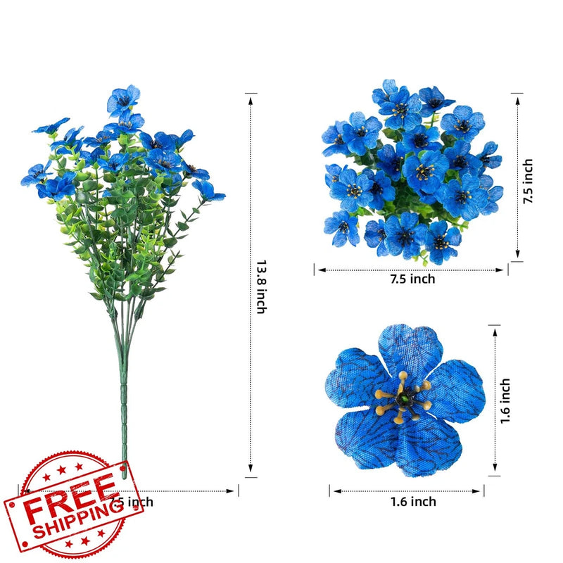 florisso 12pk Blue Daisy Outdoor Artificial Flowers UV Res Daisies