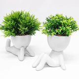 2 Sets of Small Fake Plants, Simulation Ceramic Humanoid Fake Plants, Artific... Green Plant
