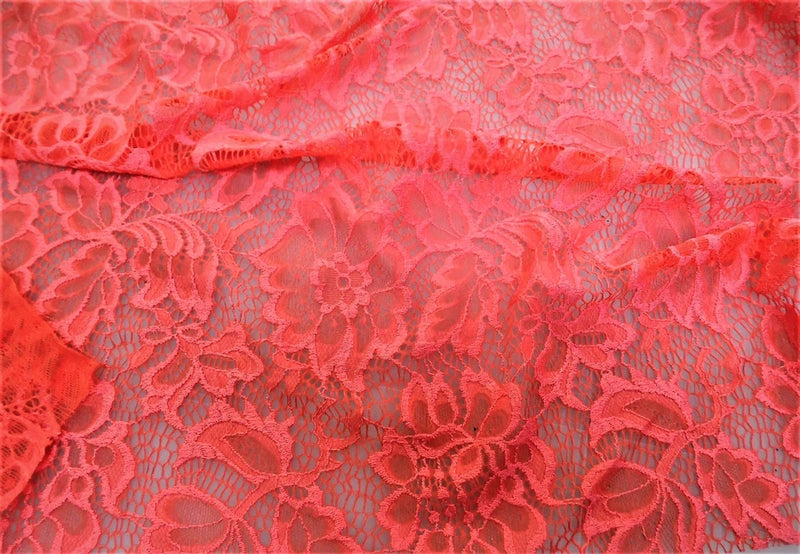 Discount Fabric Stretch Mesh Lace Pink Sherbet Embroidered Floral Sheer A500 Flowering Plants