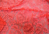 Discount Fabric Stretch Mesh Lace Pink Sherbet Embroidered Floral Sheer A500 Flowering Plants