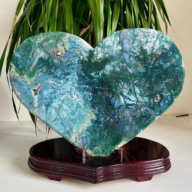 22.15LB Natural beautiful green aquatic plant heart-shaped crystal specimen Green Plant