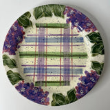 Julie Ueland Hydrangeas by Enesco 10" Dinner Plate Floral Purple Plaid Disc. #2 Hydrangea
