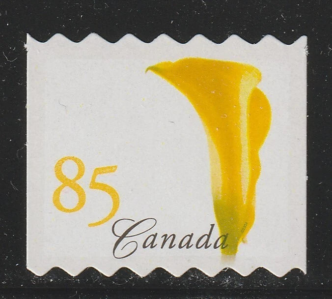 Canada postage stamp with yellow cala lily and 85 numeral