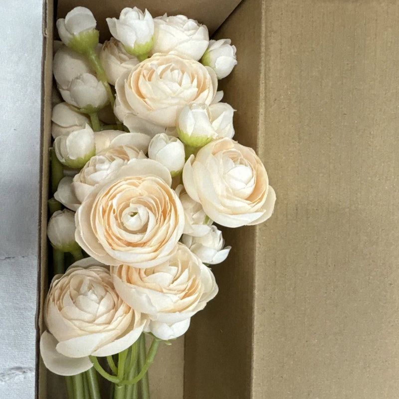 Letjolt Ranunculus Artificial Flower Light Champagne Silk Flowers Champagne 14 Ranunculus