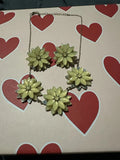 Set: Sunflower Sunburst Necklace Gold Tone Chain 18" with matching earrings Sunflower