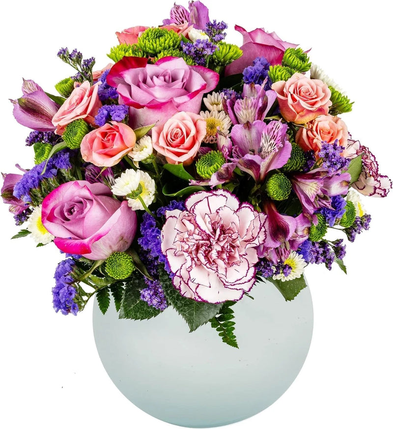 Purple Extravagance in Opal Vase Ð Fresh Flowers MotherÕs Day Gift Arrangement Carnation