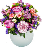 Purple Extravagance in Opal Vase Ð Fresh Flowers MotherÕs Day Gift Arrangement Carnation
