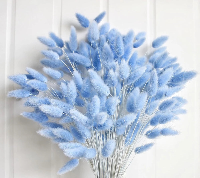 120 PCS Blue Dried Pampas Grass Decor, 17-Inch Pompas Floral, Dry Flowers for De Pampas Grass