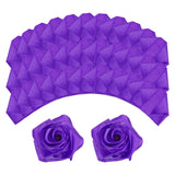 100pcs Eternal Roses Petals, Premade Satin Ribbon Flowers, Dark Purple Bouquet