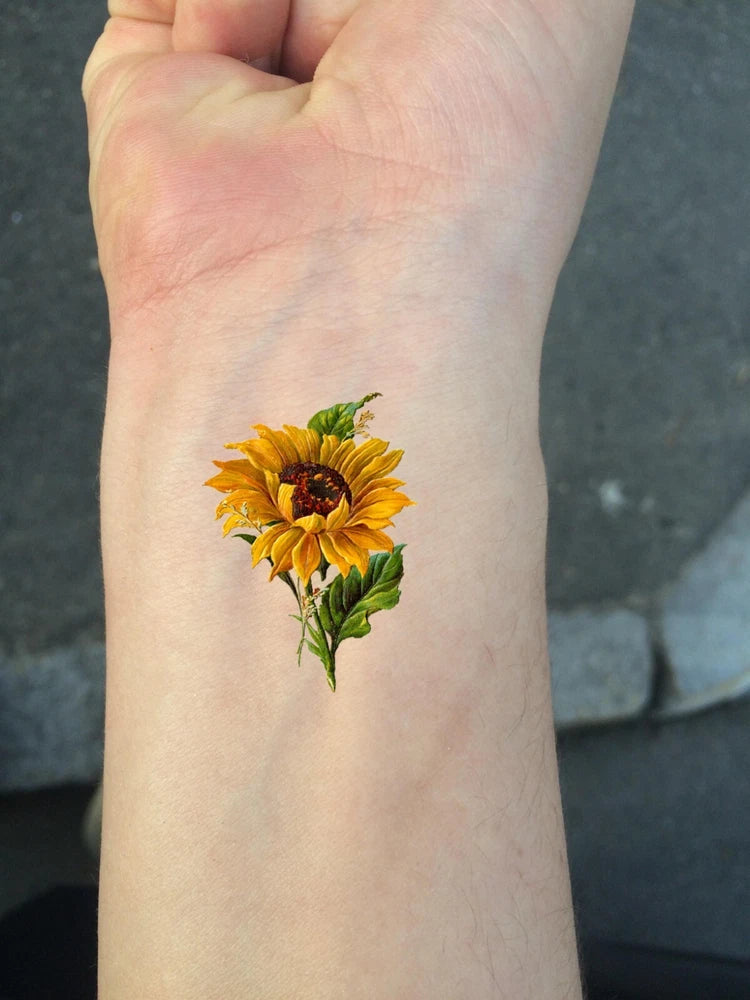 temporary tattoo - Set of two wrist size Sun Flower  (approx. 1.5" each) Sunflower