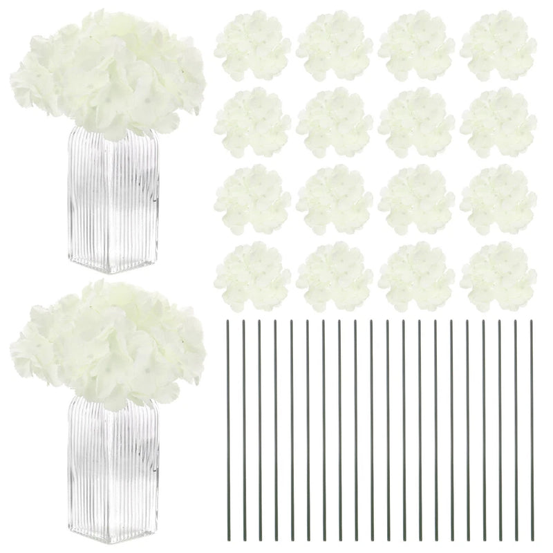 20-Pack Silk Hydrangea Flowers for Home Decor [Beige] Hydrangea
