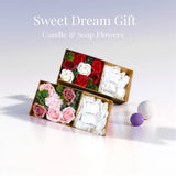 Red Soap Flowers and Candle Gift Set/  Home Decor/ Flower arrangement Carnation