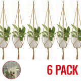 6PCS Macrame Plant Hanger Rope Basket Outdoor Pot Holder Flower Garden Patio Garden Plants
