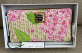 Dooney & Bourke Hydrangea Basketweave Large Zip Around Wristlet Wallet Pink1 NWT Hydrangea