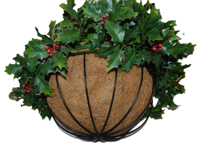 Artificial Plant Holly Berry UV Resistant Outdoor Hanging Basket Green Plant