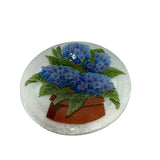 Fused Glass Plate Hydrangea Flowers Pot Design Decorative Art Dish 8.5 Hydrangea