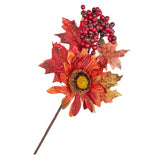 Group of 4 Artificial Fall Leaf and Sunflower Floral Embellishing 12-1/2" Picks Sunflower