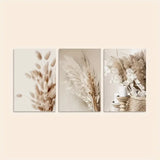 3pcs Pampas Grass & Reed Leaves Botanical Metal Print Ready to Hang Art Pampas Grass