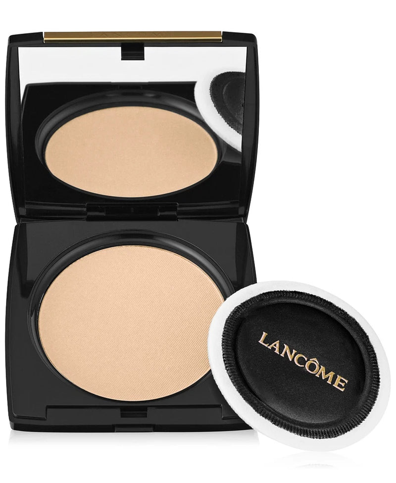 LANCOME dual finish powder compact with round beige powder and velvet puff
