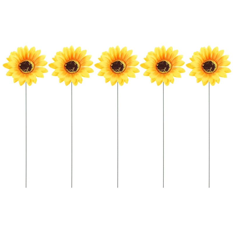 5PC Decor Garden Flower Stake Decoration Sunflower Lawn Sign for Sunflower Decor Sunflower