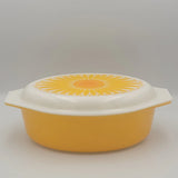 RARE 2 1/2 Qt PYREX Sunflower Oval  Ovenware Casserole With Lid #045 MCM Sunflower