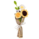 Knitting Crochet Flower Bouquet Handmade Rose Flowers Fake Sunflower Rose Dai... Sunflower