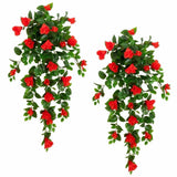 41" UV Resistant Artificial Hibiscus Hanging Plant (Indoor/Outdoor) - Set of 2 Green Plant