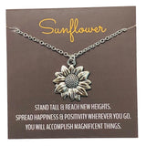 Silver Sunflower Necklace Inspirational Quote Card .925 Silver Plated 18Ó Chain Sunflower
