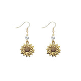 Vintage Gold Sunflower Earrings for Women Sun Flower Dangle Earrings (pearl gold Sunflower