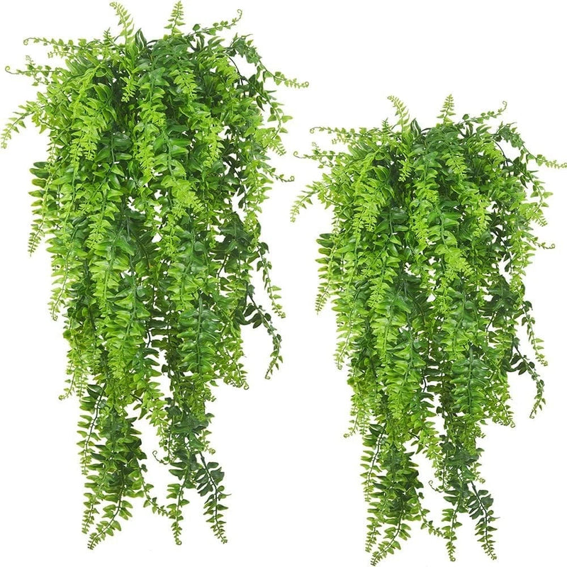 6 Pcs Artificial Hanging Plants Vines Fern Fake Hanging Plant Faux Hanging Bo... Green Plant