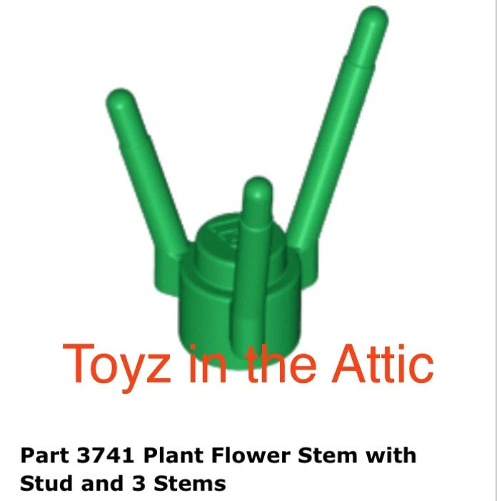 Lego 1x 3741 Green Plant Flower Stem with Stud and 3 Stems 1980Õs Green Plant