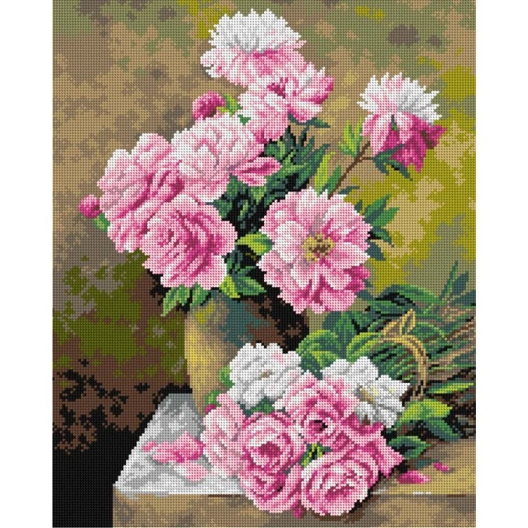 "Roses" Printed Canvas for Tapestry Gobelin Needlepoint Orchidea 2738M Roses