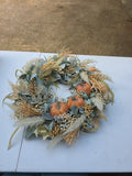 Fall Pumpkin Wreath: Boho Pampas Grass, Neutral Autumn Decor 20" Pampas Grass
