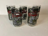 Libbey Vintage Carnation  5 5/8" Glass Tumblers Floral Vines Unique Rare Carnation