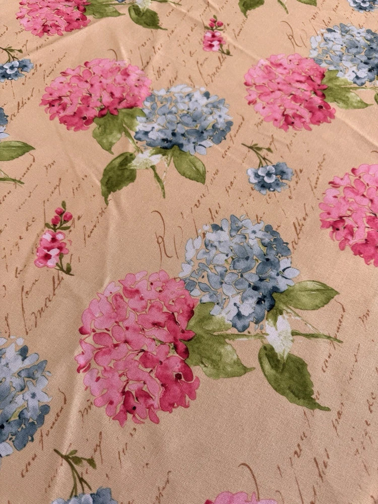 PRETTY Pink Blue HYDRANGEA FLOWER Floral TABLECLOTH 70" ROUND Fabric Hydrangea
