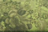 100 % Cotton fabric ~  Faded Flowers olive  green ~ BTY Flowering Plants