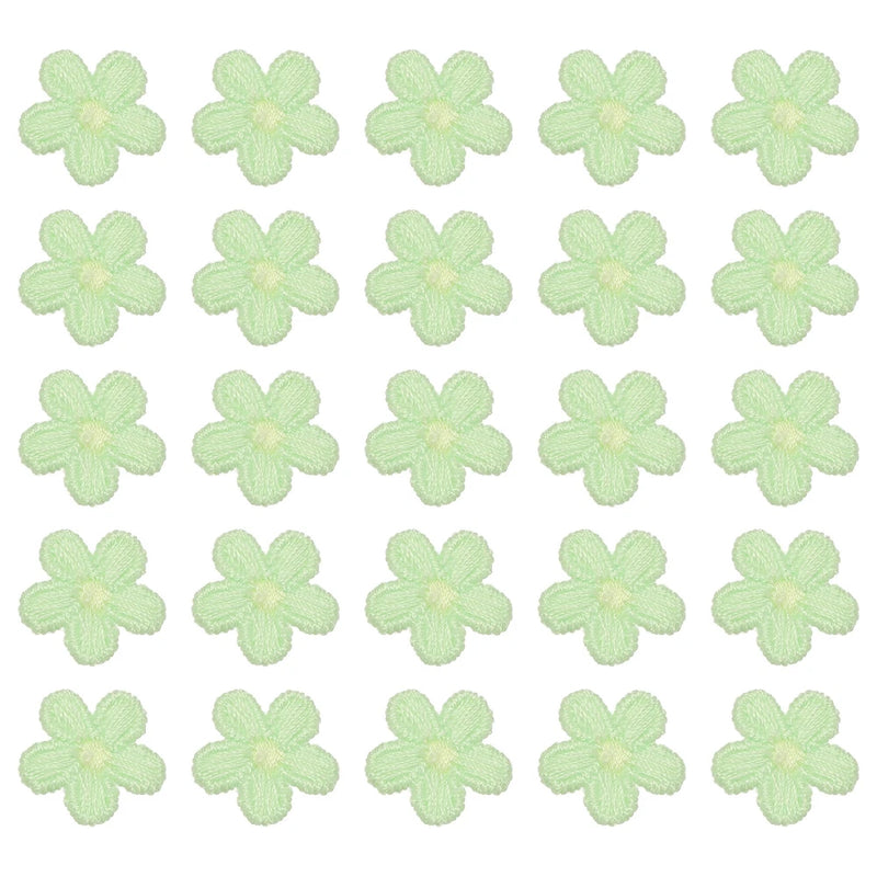 50 Pcs Mini Daisies Flower Sew on Patches, Flower Appliques Patches, Soft Green Daisies