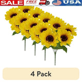 Artificial Sunflower Picks 4 Pack Indoor Floral Decor Centerpieces Arrangement Sunflower